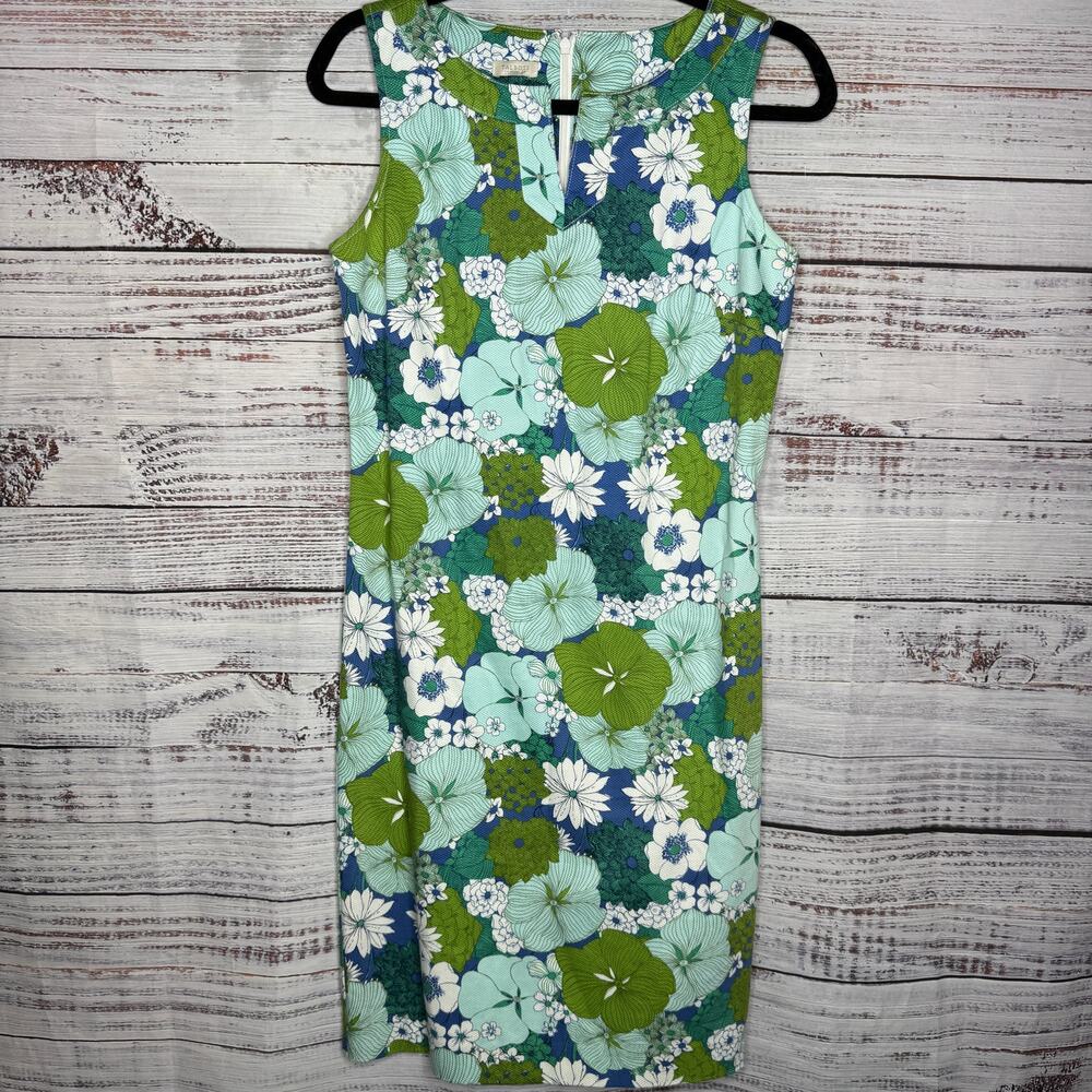 Talbots Petites 6P Sleeveless Floral Sheath Dress Retro Mod Green - Picture 1 of 6